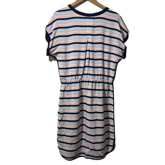 TOMMY HILFIGER Blue Striped Sleeveless Dress elastic Waist Size Medium rayon - Picture 3 of 10